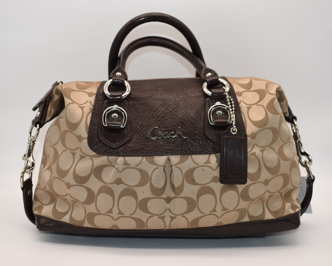 Coach Signature Canvas & Leather Ashley Satchel Bag