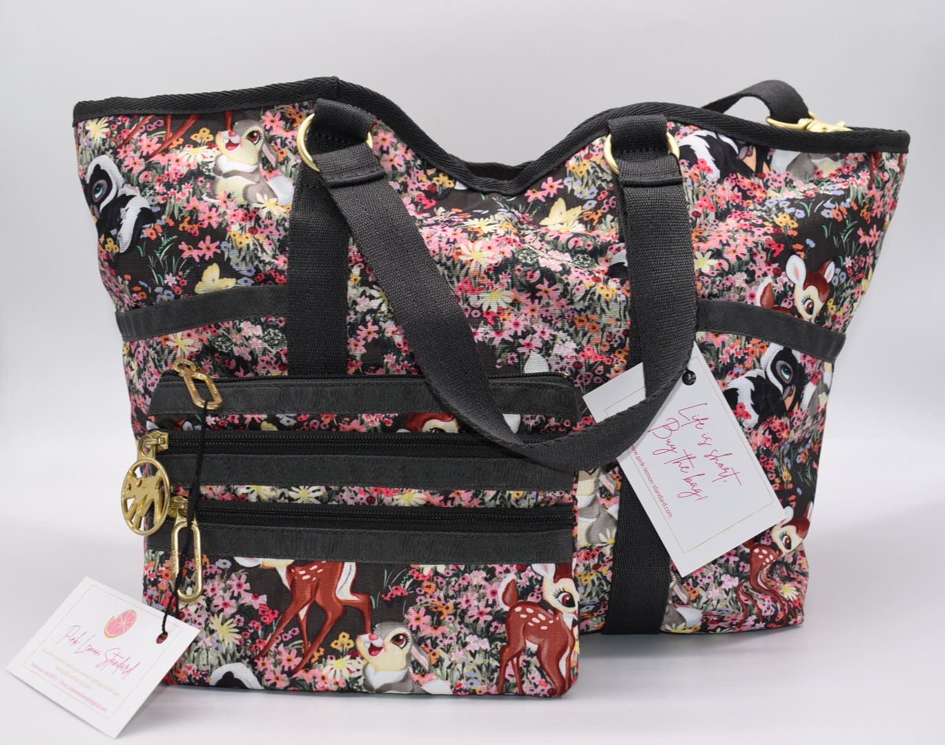 LeSportSac Small Carryall Bag & 3-Zip Pouch in"Bambi"