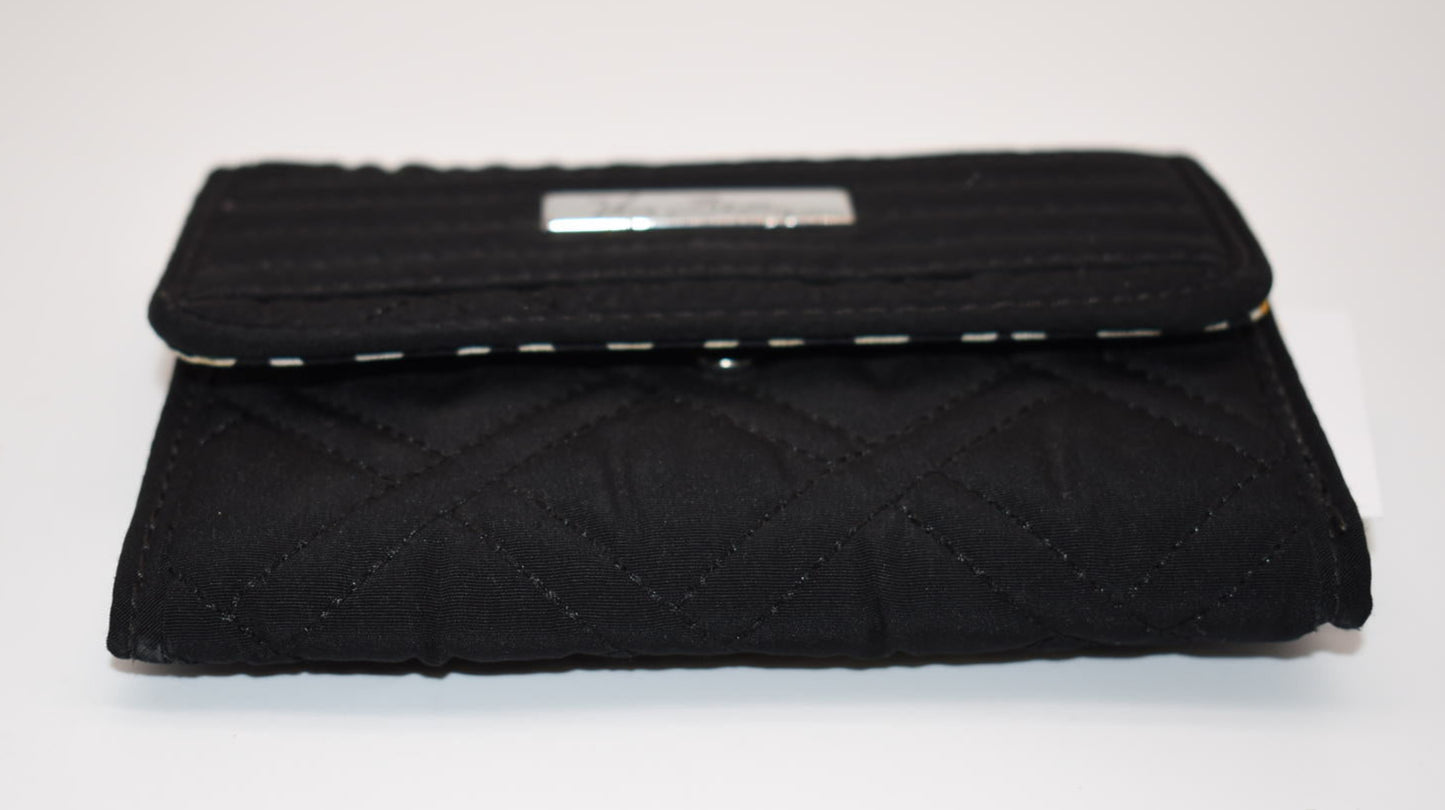 Vera Bradley Trifold Euro Microfiber Wallet in Black