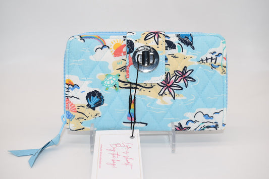 Vera Bradley RFID Turnlock Wallet in "Beach Treasures' Pattern