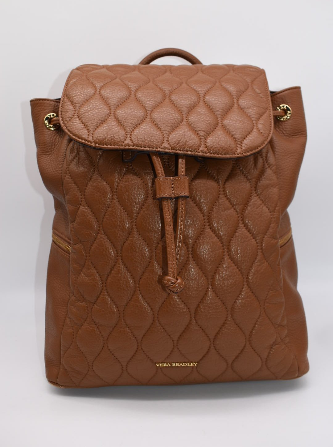 Vera Bradley Quilted Leather Amy Backpack in Cognac