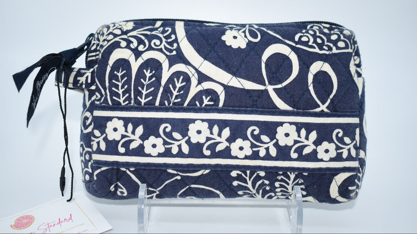 Vera Bradley Small Cosmetic Bag in "Twirly Bird Navy " Pattern