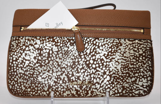 Vera Bradley Mia Leather Wristlet in "Downtown Dots" Pattern