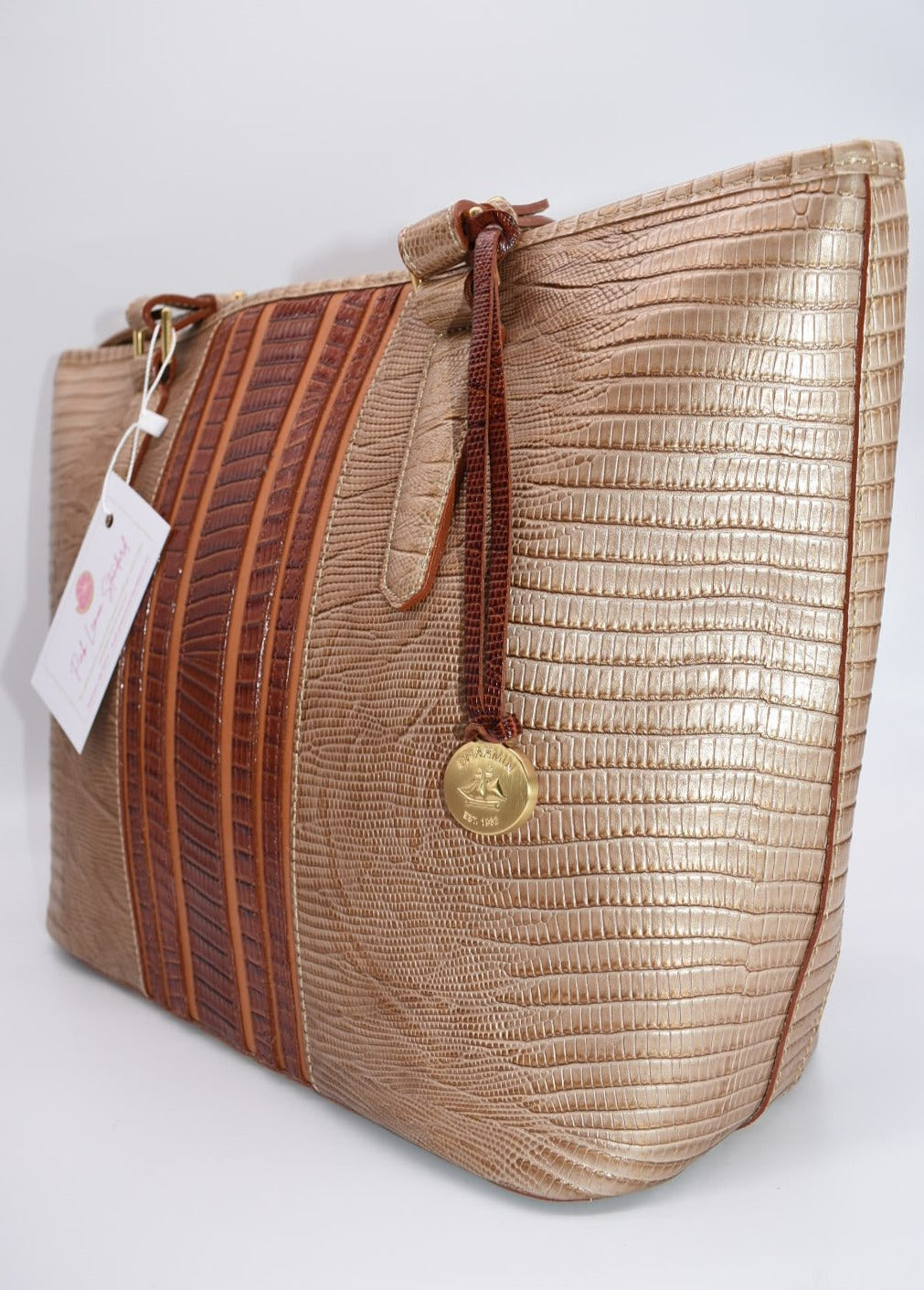 Brahmin Medium Asher Tote Bag in Cabana Vineyard Stripe