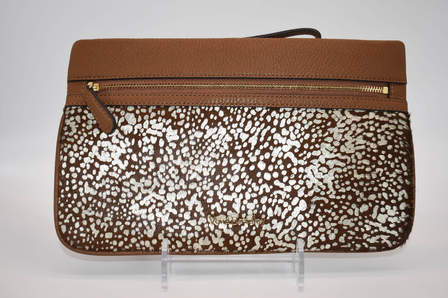 Vera Bradley Mia Leather Wristlet in "Downtown Dots" Pattern