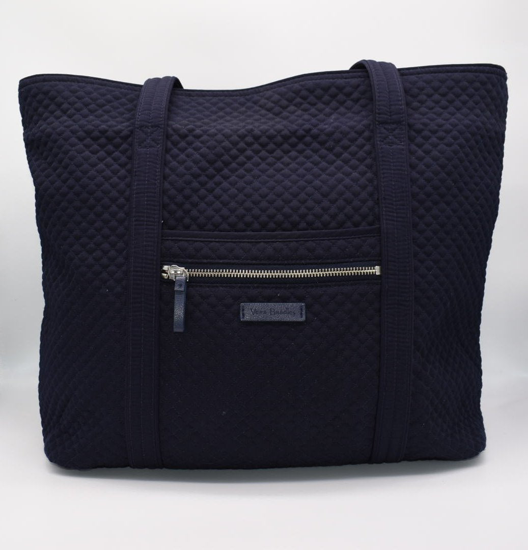 Vera Bradley Large Vera Microfiber Tote Bag in "Classic Navy"