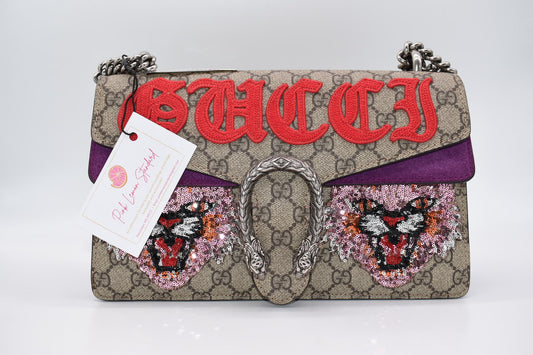 Gucci GG Supreme Monogram Embroidered Small Dionysus Shoulder Bag