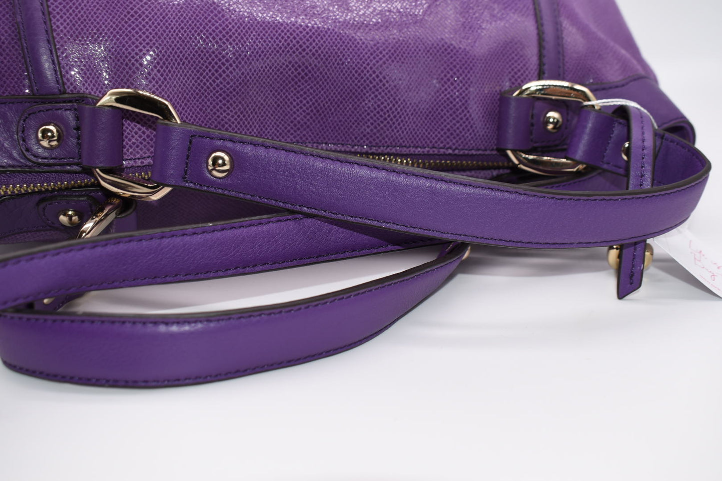 B. Makowsky Lombard Purple Snake Embossed Top Handle Satchel Bag