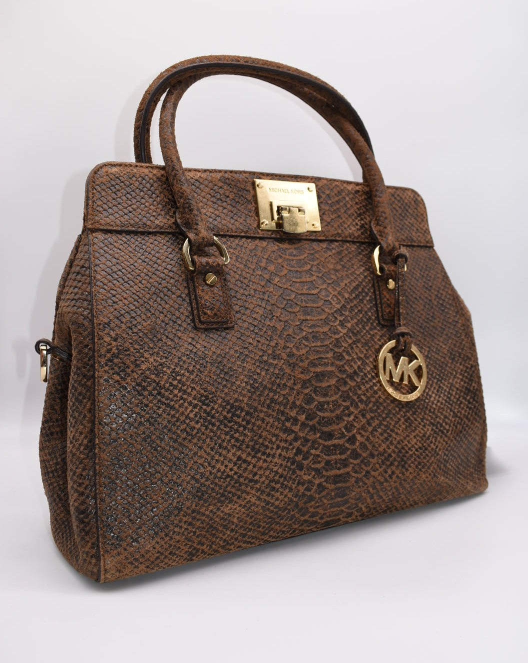 Michael Kors Large Astrid Satchel Bag in Embossed Leather