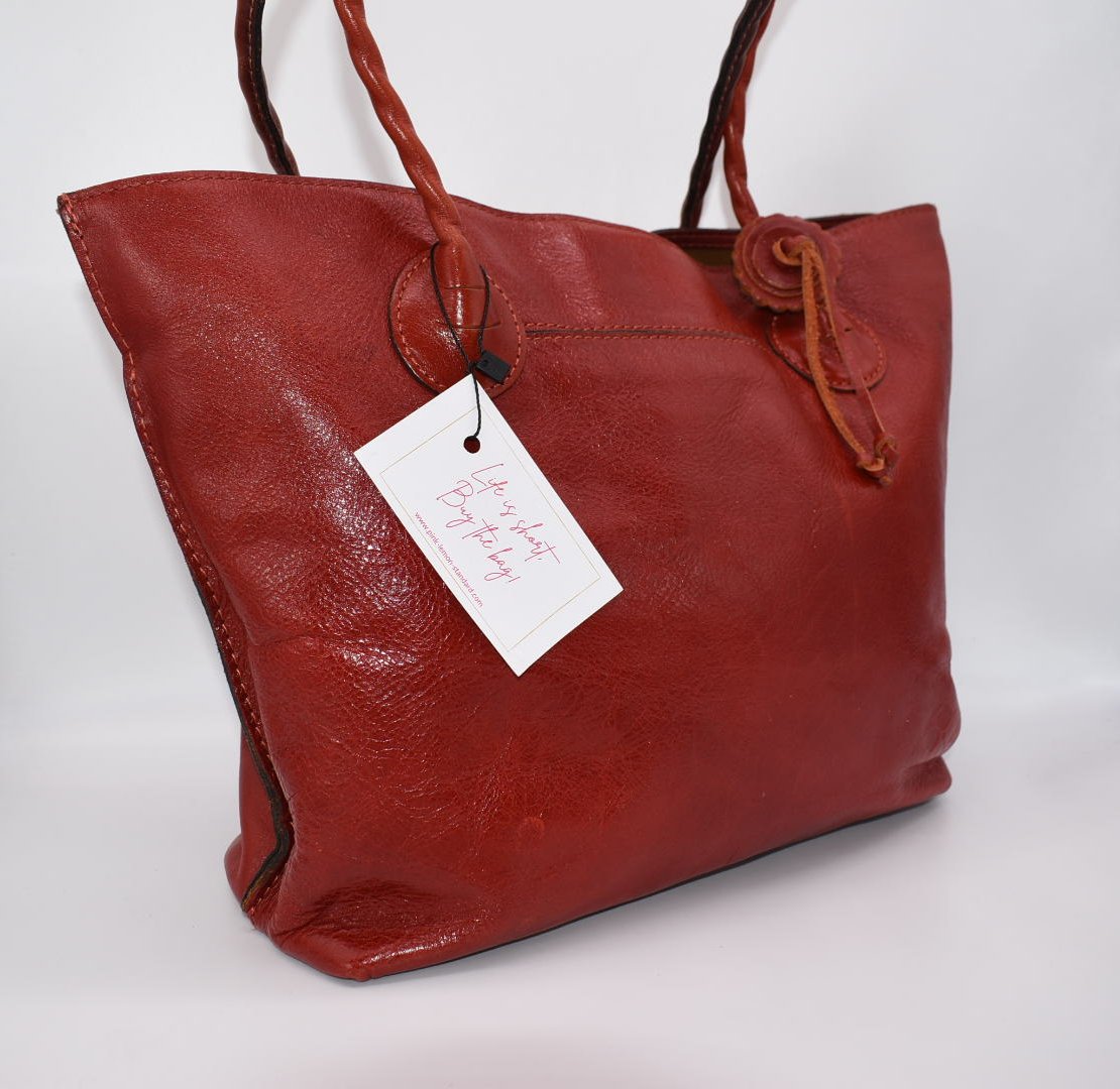 Patricia Nash Eastleigh Tote Bag in Distressed Red Leather