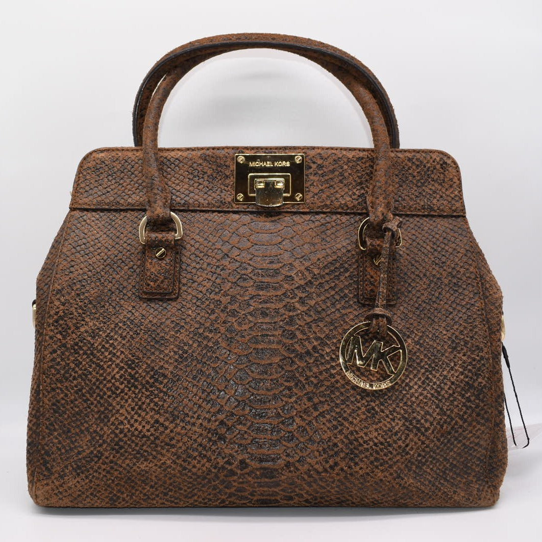 Michael Kors Large Astrid Satchel Bag in Embossed Leather