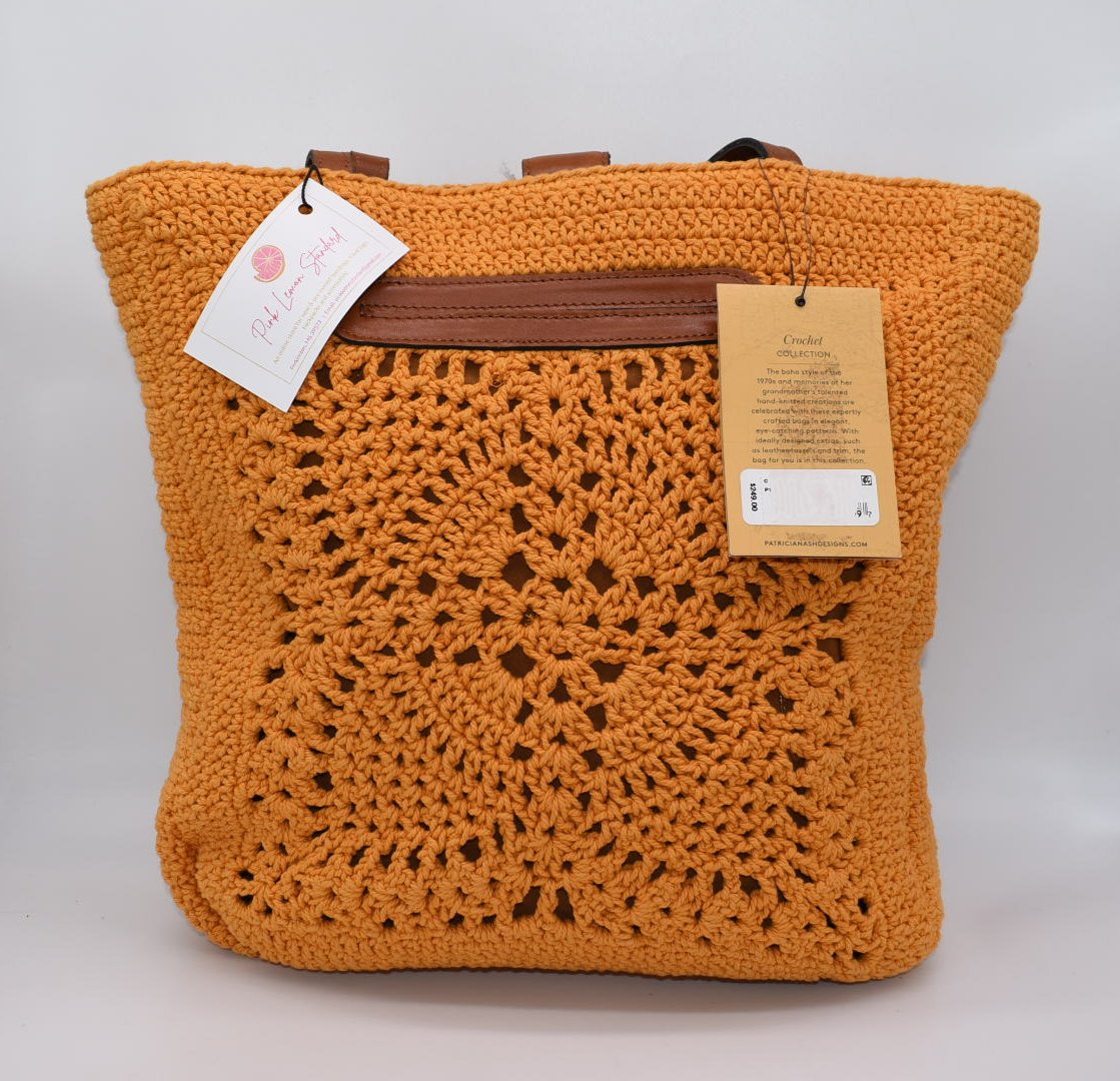 Patricia Nash Crochet Naomi Butterfly Tote Bag in Sunset