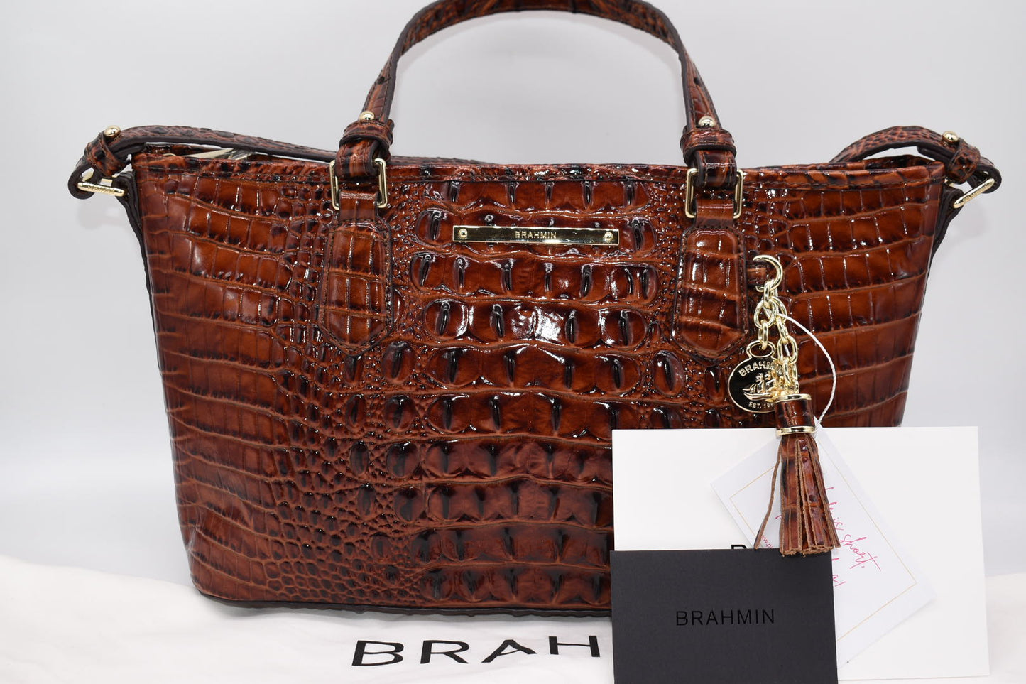 Brahmin Mini Asher Satchel Bag in Pecan Melbourne