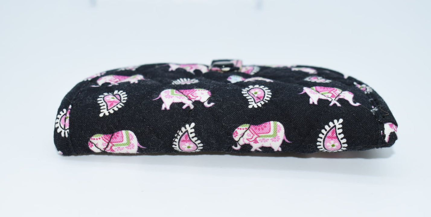 Vera Bradley Mini Jewelry Roll Pouch in "Pink Elephants" Pattern