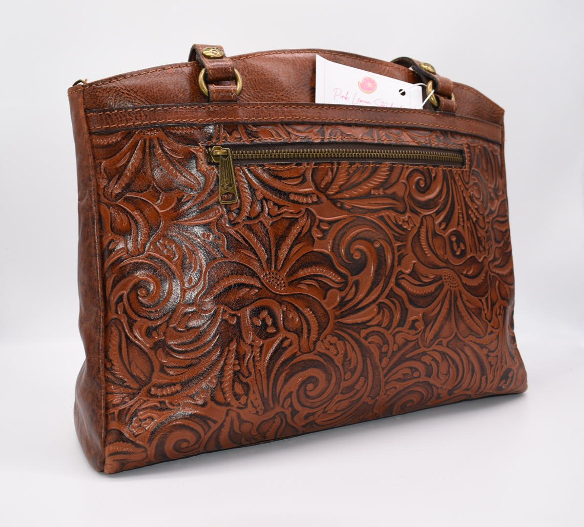 Patricia Nash Burnished Tooled Leather Poppy Tote Bag