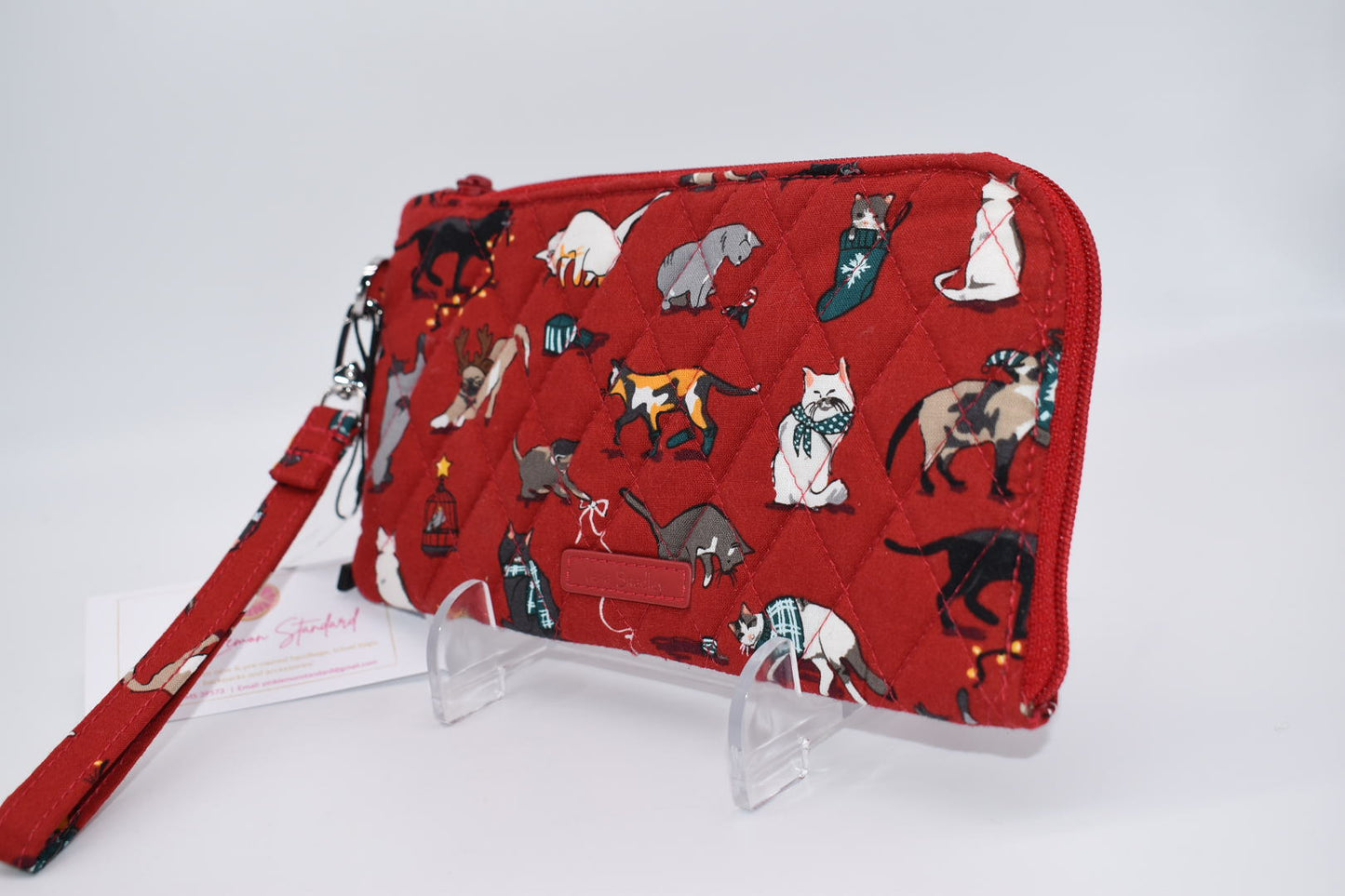 Vera Bradley RFID Tech Wristlet in "Holiday Cats" Pattern