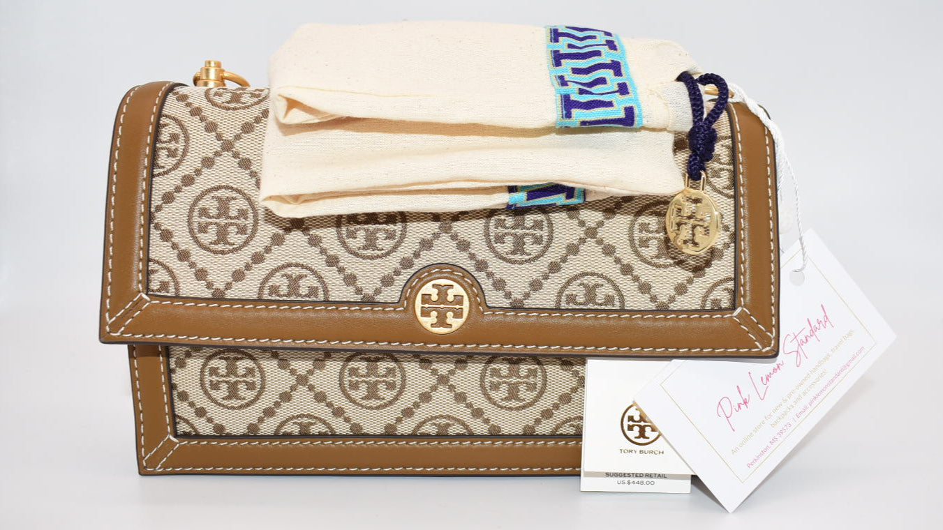 Tory Burch T Monogram Jacquard Mini Bag in Hazelnut