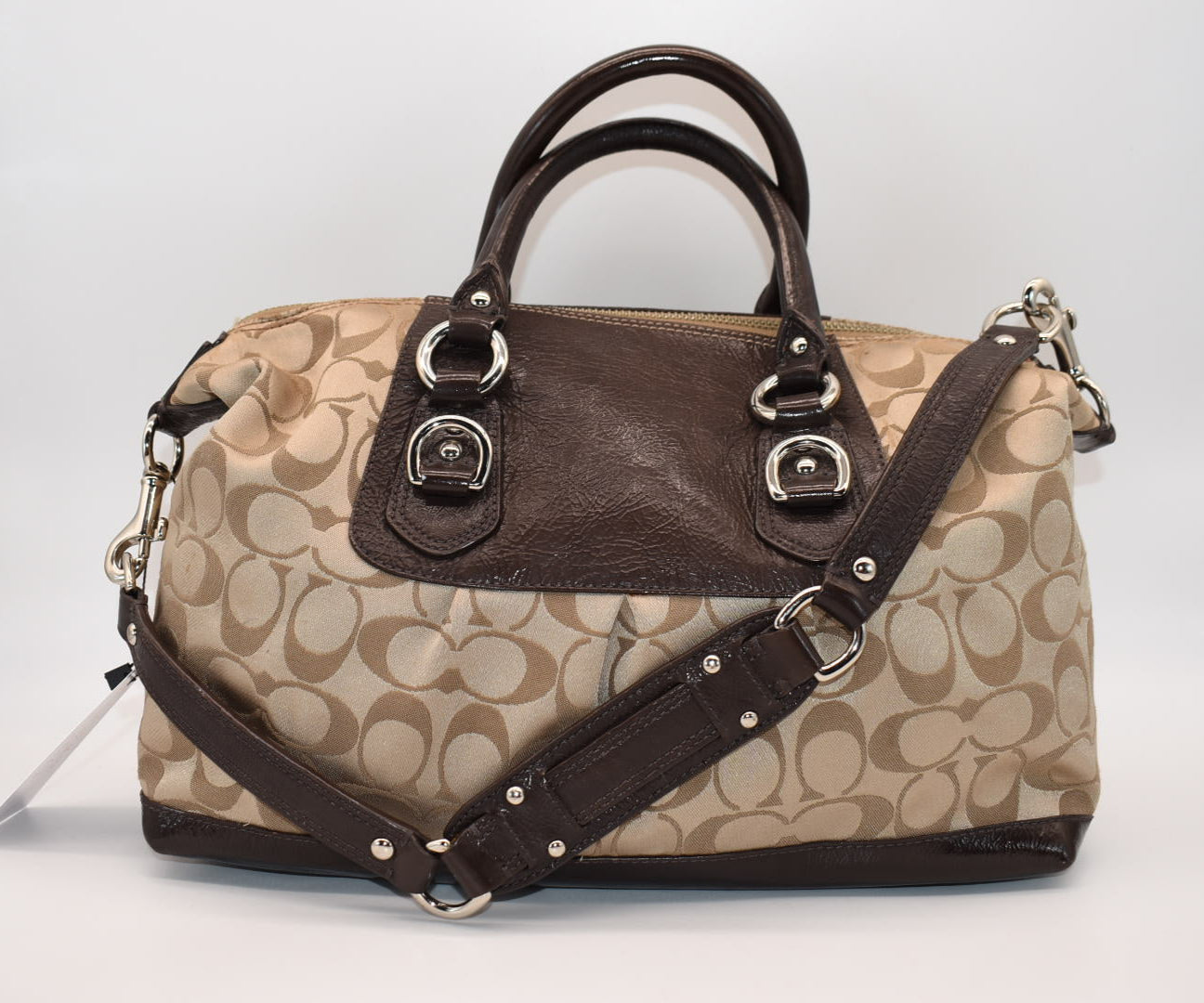 Coach Signature Canvas & Leather Ashley Satchel Bag