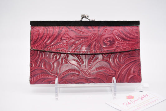 Patricia Nash Paola Tooled Leather Wallet in Raspberry