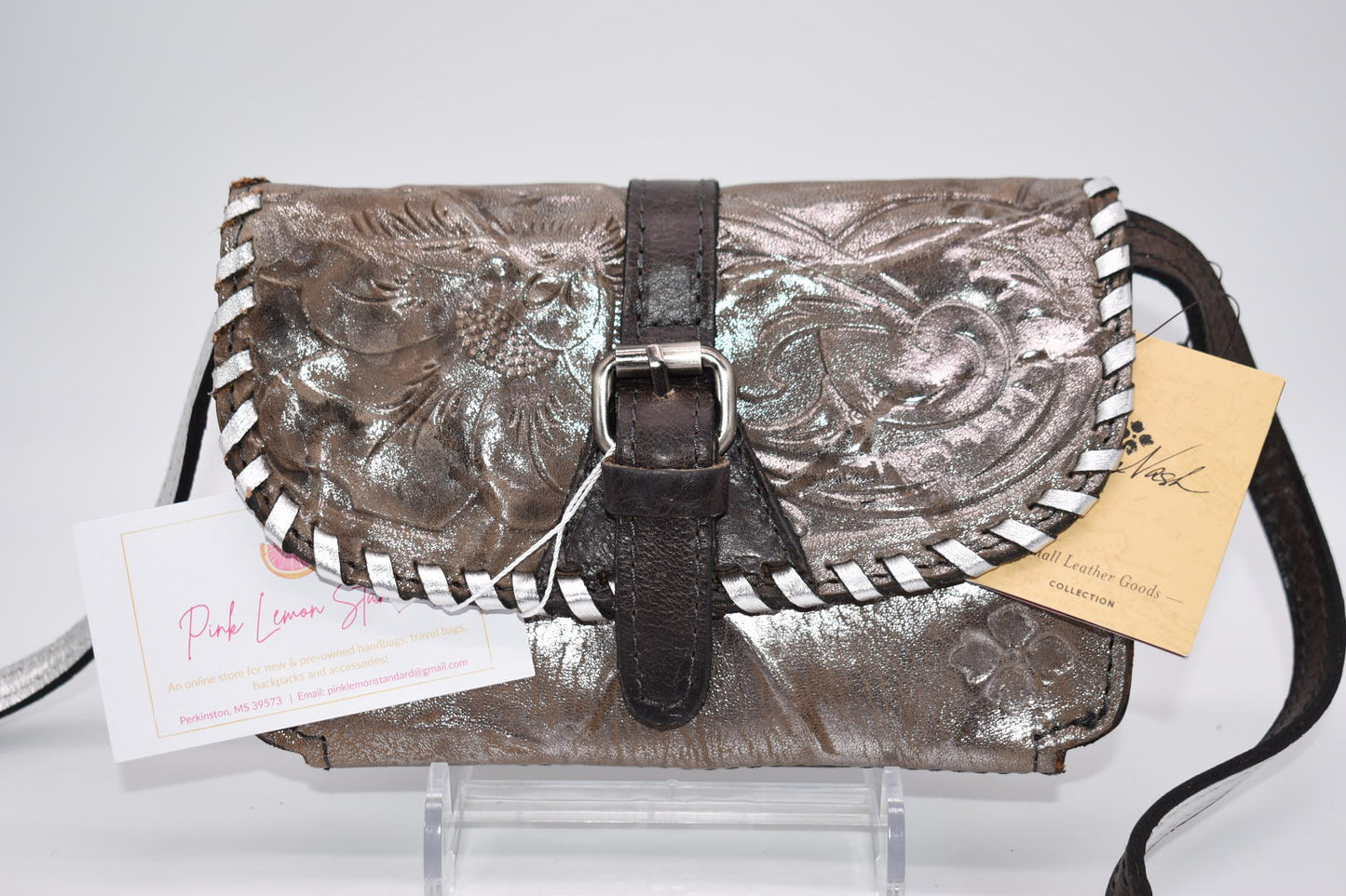 Patricia Nash Torri Crossbody Bag in Metallic Gunmetal Pewter