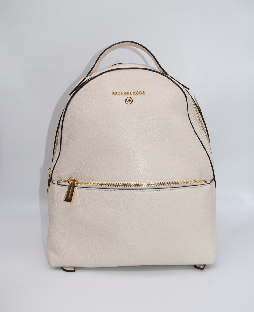 Michael Kors Valerie Medium Pebbled Leather Backpack in Light Cream