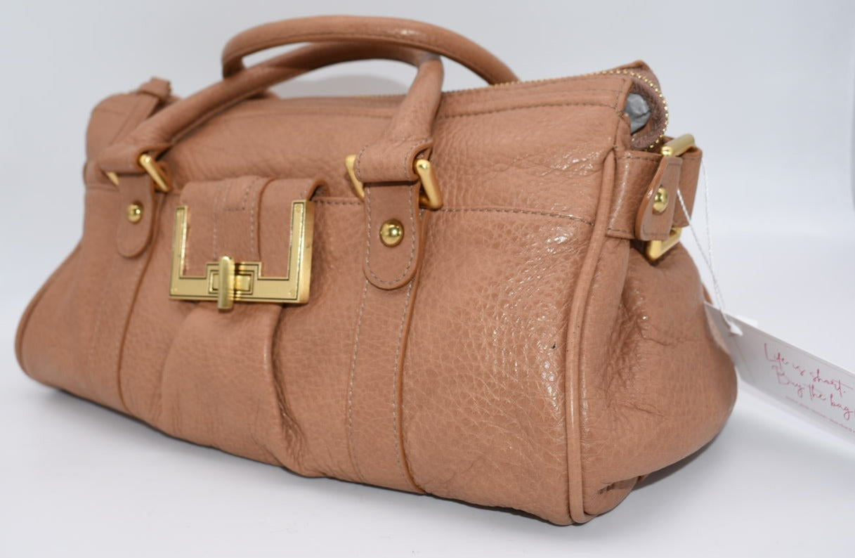 Brahmin Turnlock Pebble Leather Satchel Bag