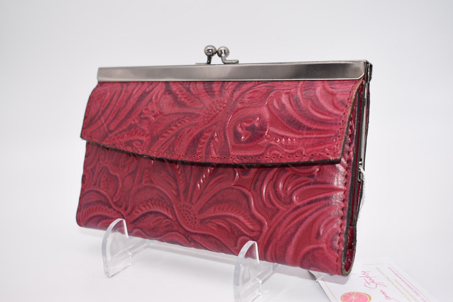 Patricia Nash Paola Tooled Leather Wallet in Raspberry