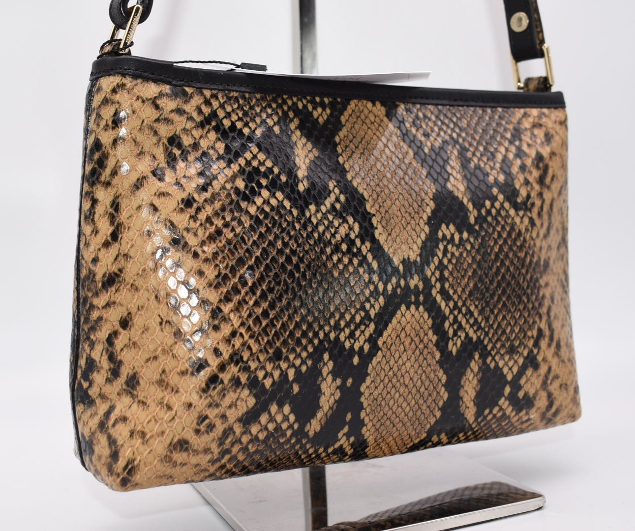 Brahmin Lorelei Python Embossed Leather in "Coffee Felix"