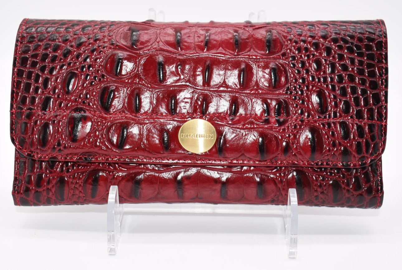 Brahmin Soft Checkbook Wallet in Crimson Melbourne