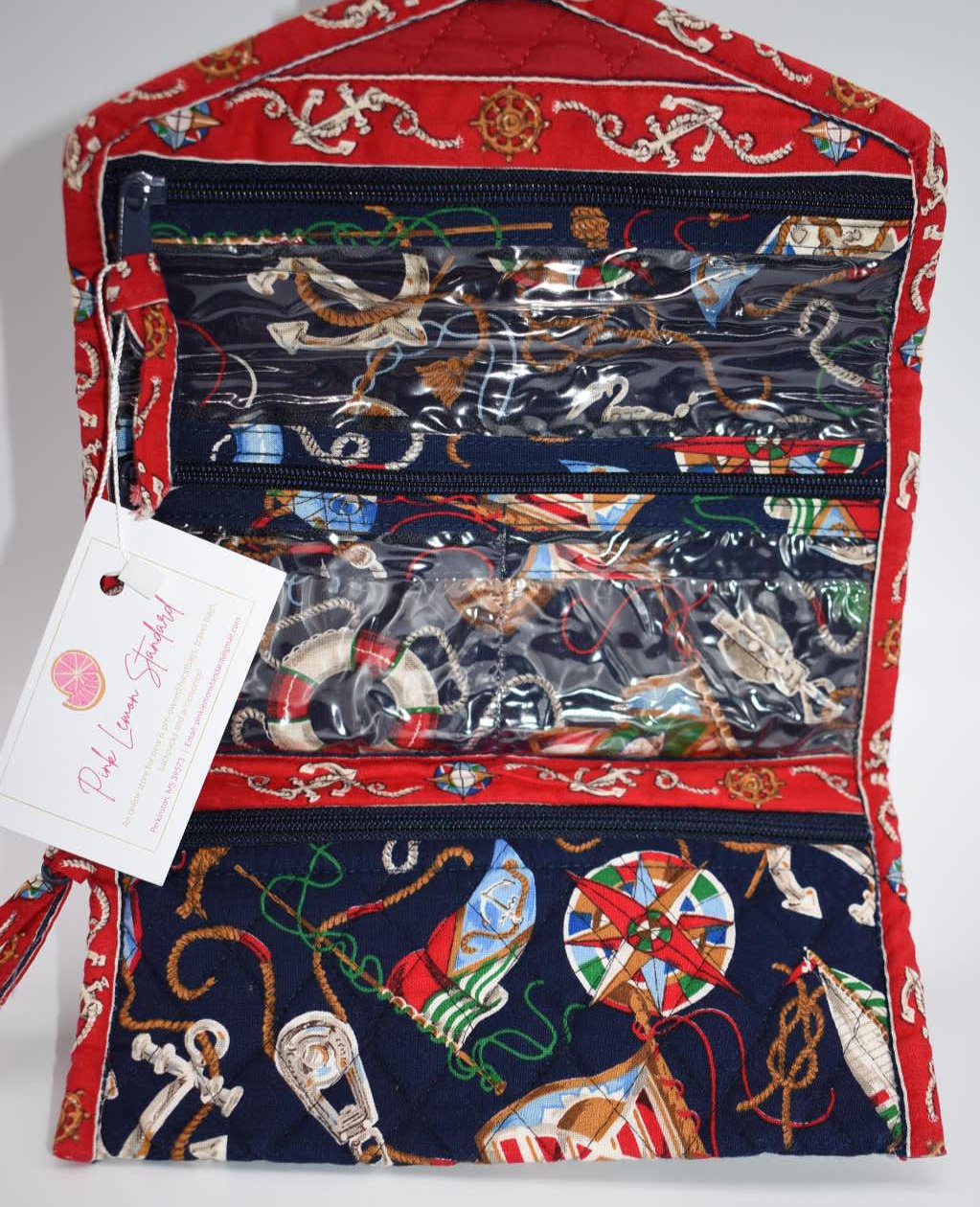 Vintage Vera Bradley Jewelry/Travel Case in "Regatta - 1994" Pattern