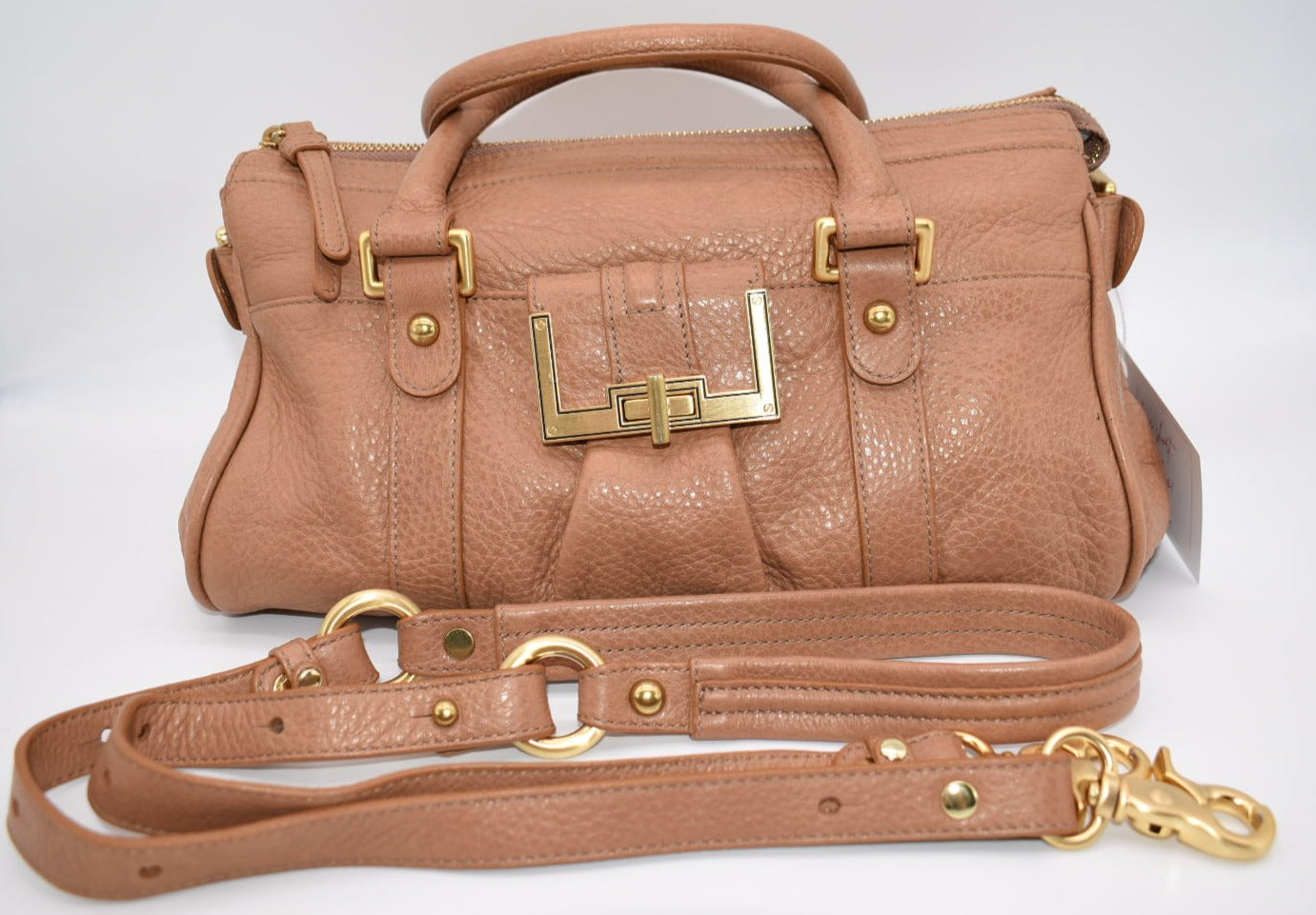 Brahmin Turnlock Pebble Leather Satchel Bag