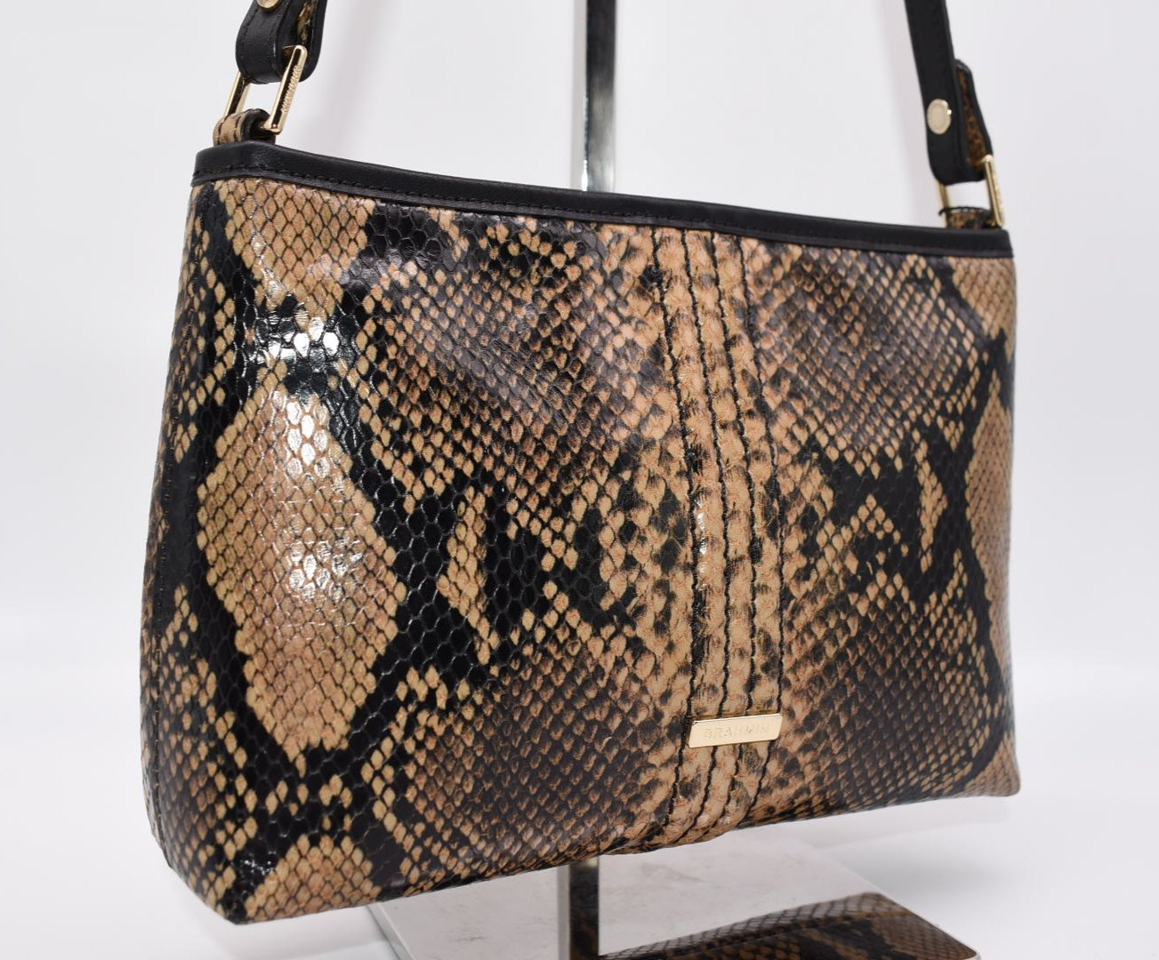 Brahmin Lorelei Python Embossed Leather in "Coffee Felix"