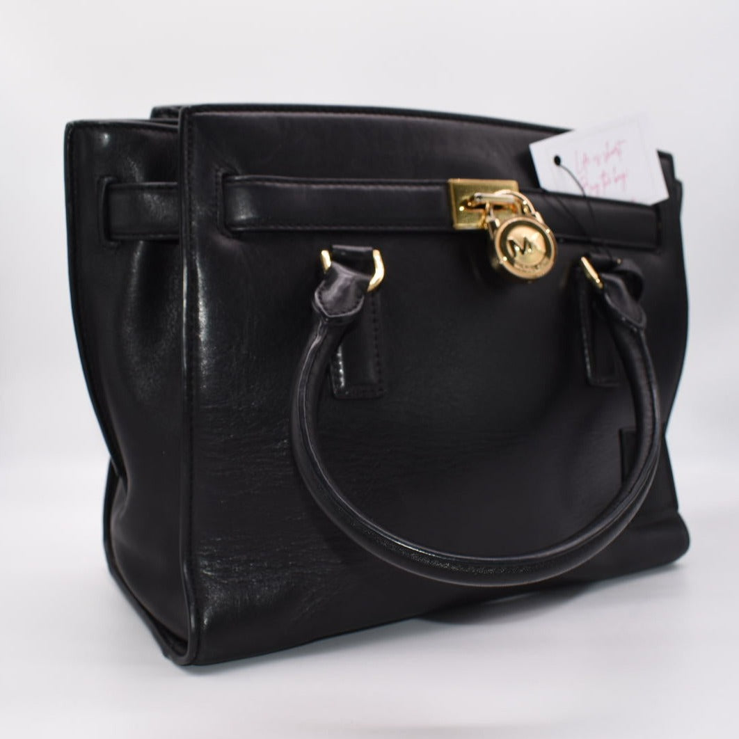 Michael kors hamilton medium black tote best sale