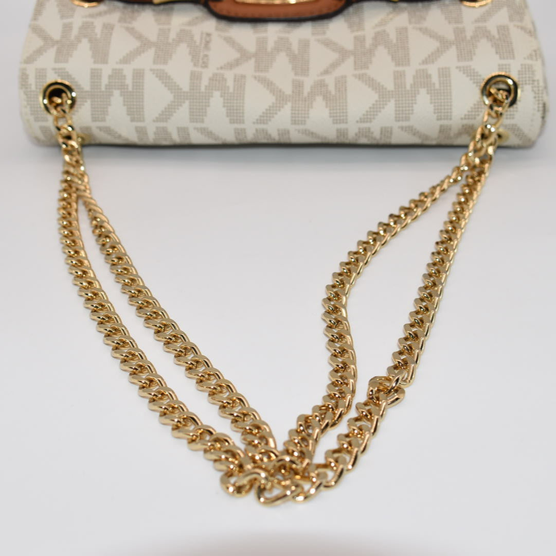 Michael Kors Hamilton Small Flap Chain Shoulder Bag in Vanilla Tan