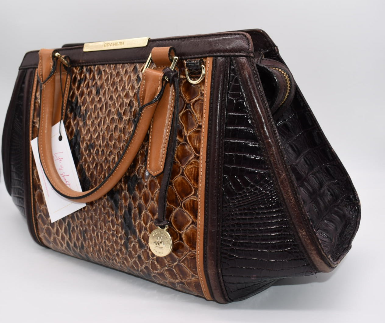 Brahmin Arden Satchel Bag in Tobacco Carlisle