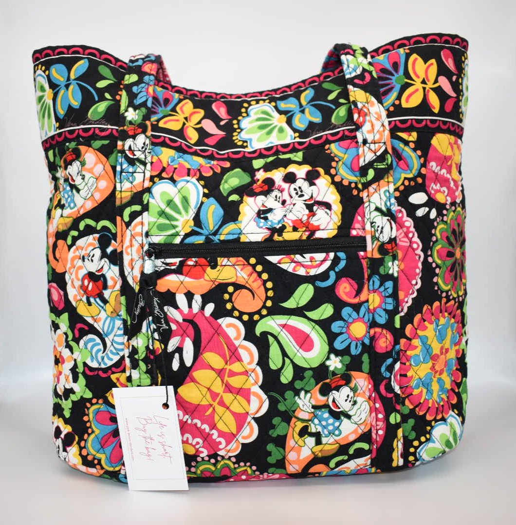 Vera Bradley Large Vera Tote Bag in "Midnight Mickey" Pattern