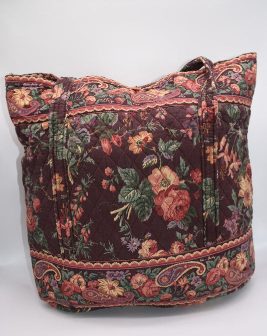 Vintage Vera Bradley Large Vera Tote Bag in "Wildwood 1993" Pattern