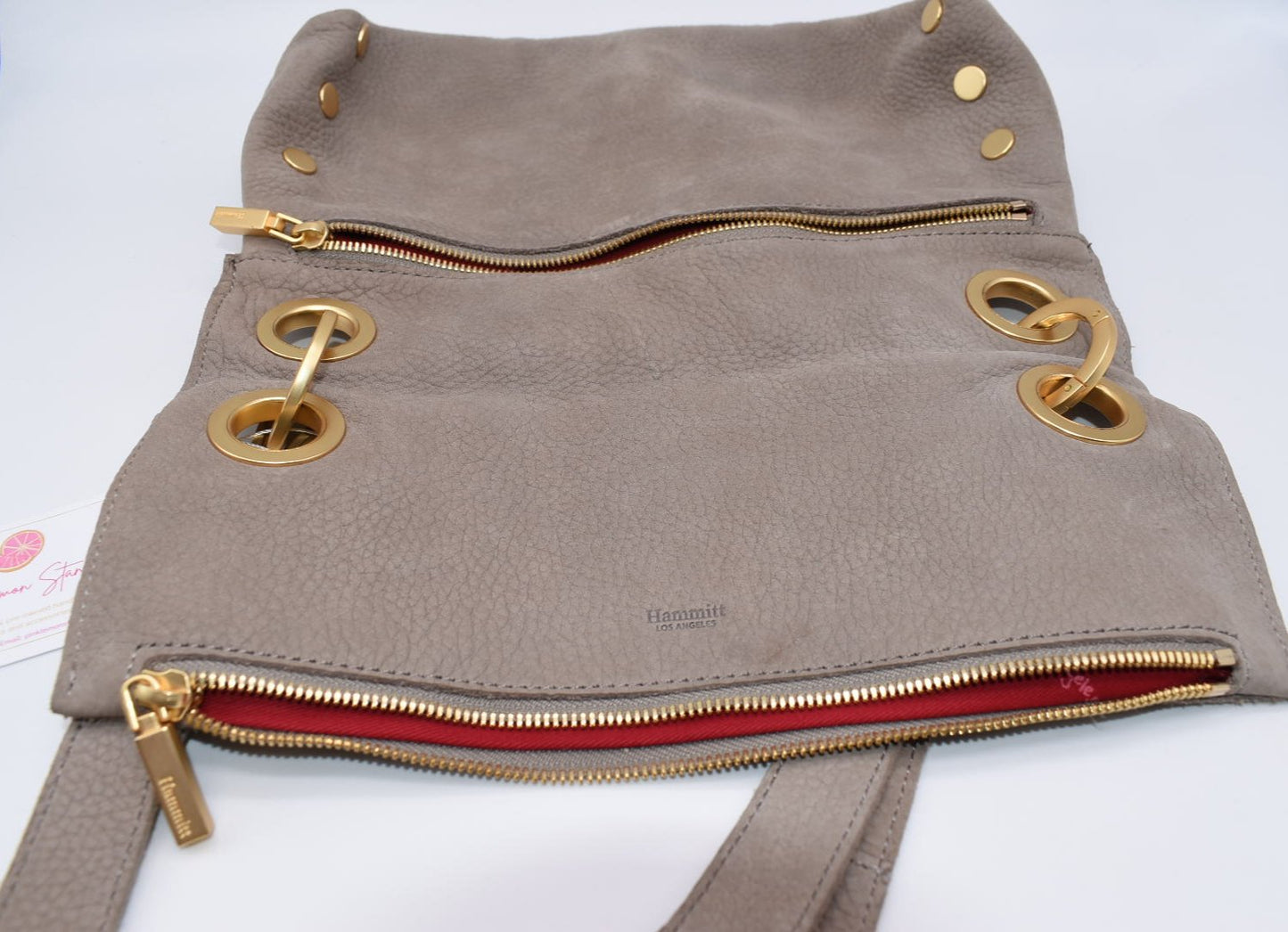 Hammitt VIP Montana Medium Shoulder Bag in Gray Natural/Brushed Gold