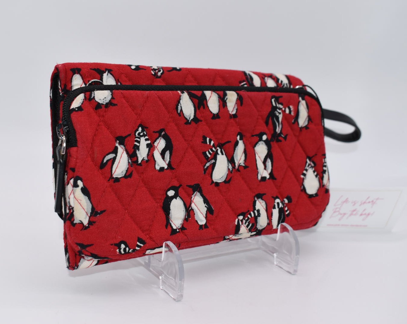 Vera Bradley Wallet Crossbody in "Playful Penguins - Red"