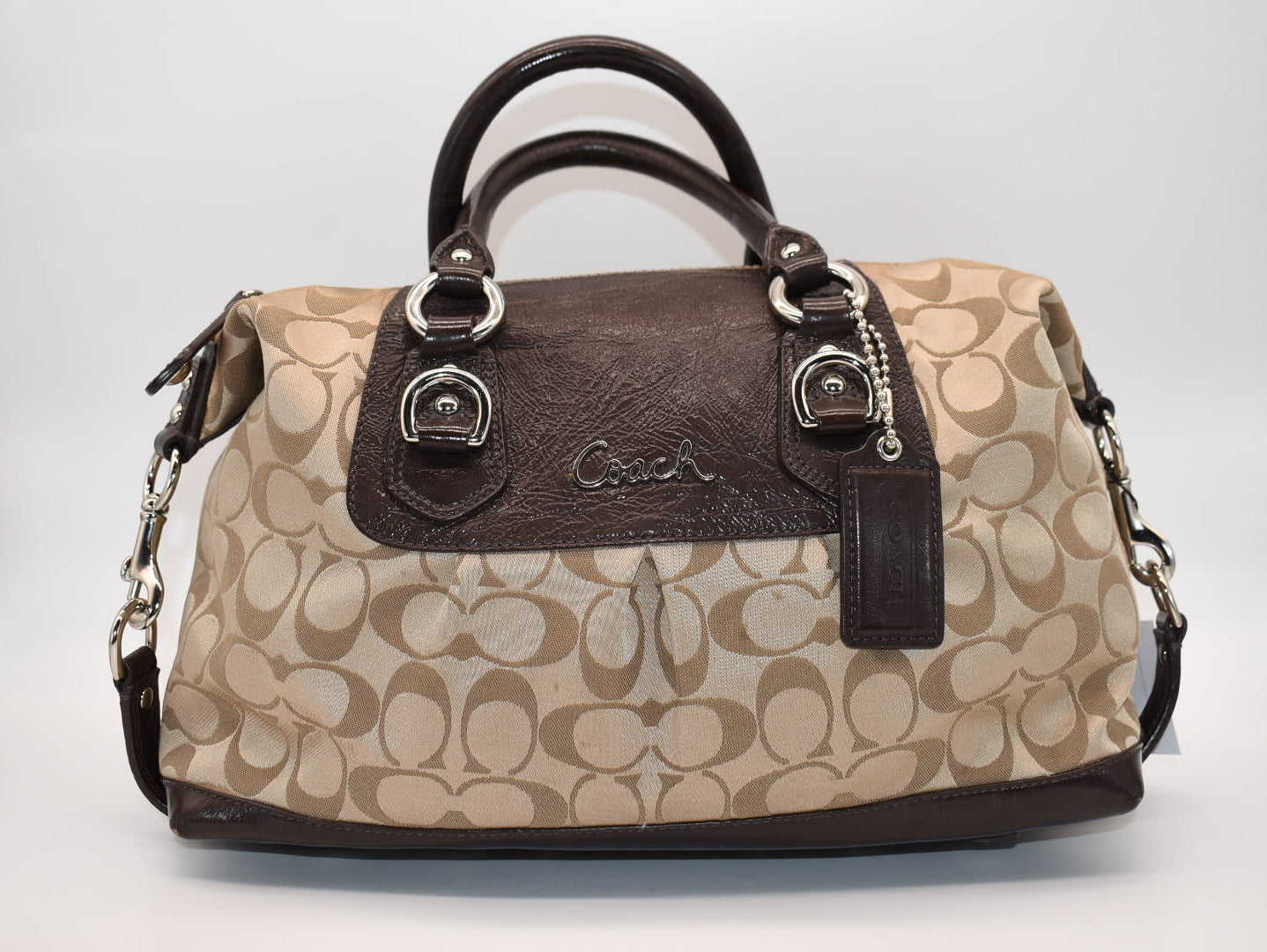 Coach Signature Canvas & Leather Ashley Satchel Bag