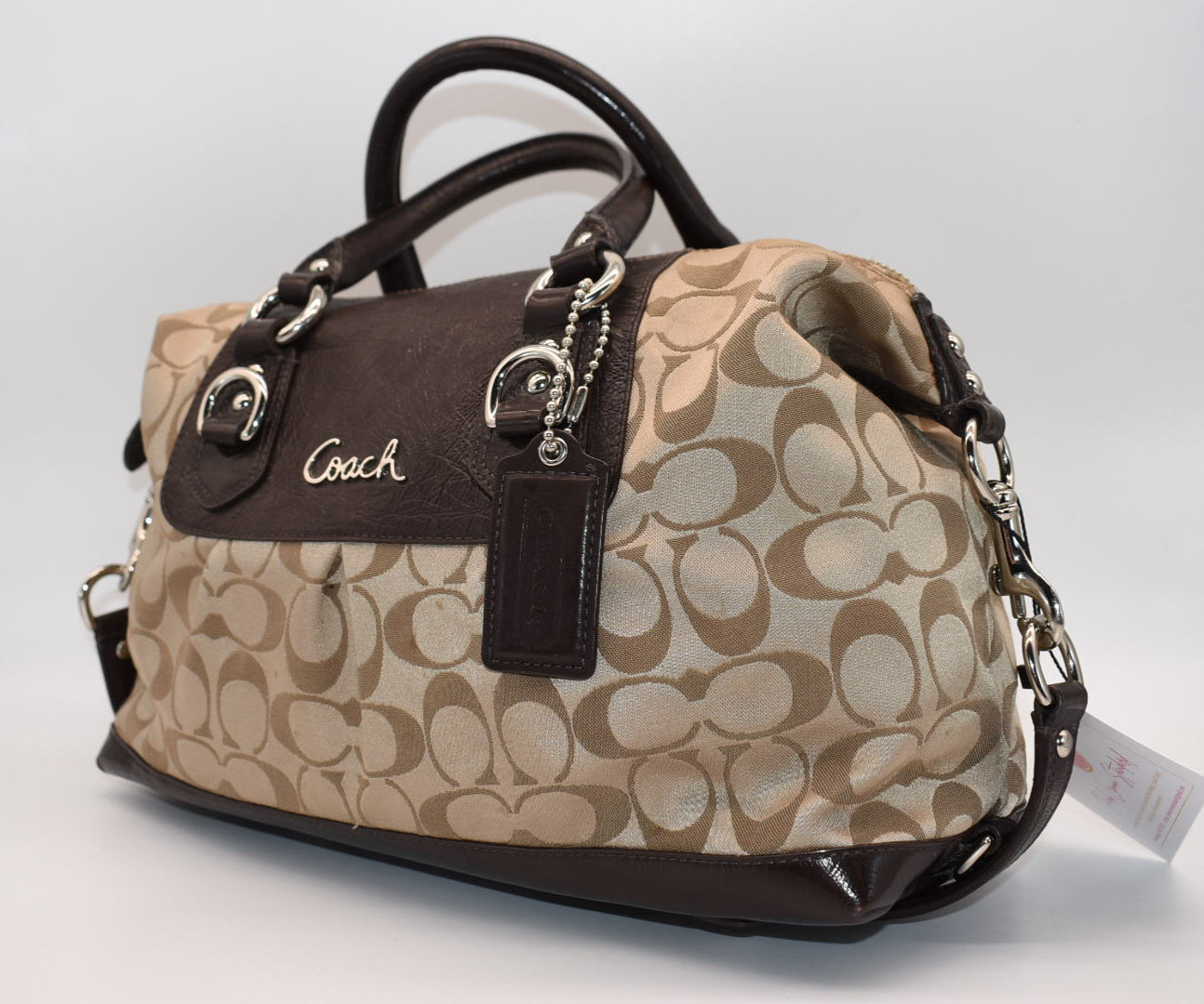 Coach Signature Canvas & Leather Ashley Satchel Bag