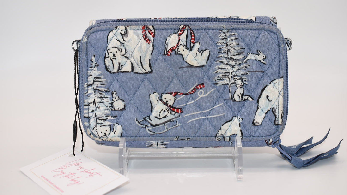 Vera Bradley RFID 3 in 1 Crossbody Bag in "Beary Merry Cool Blue" Pattern