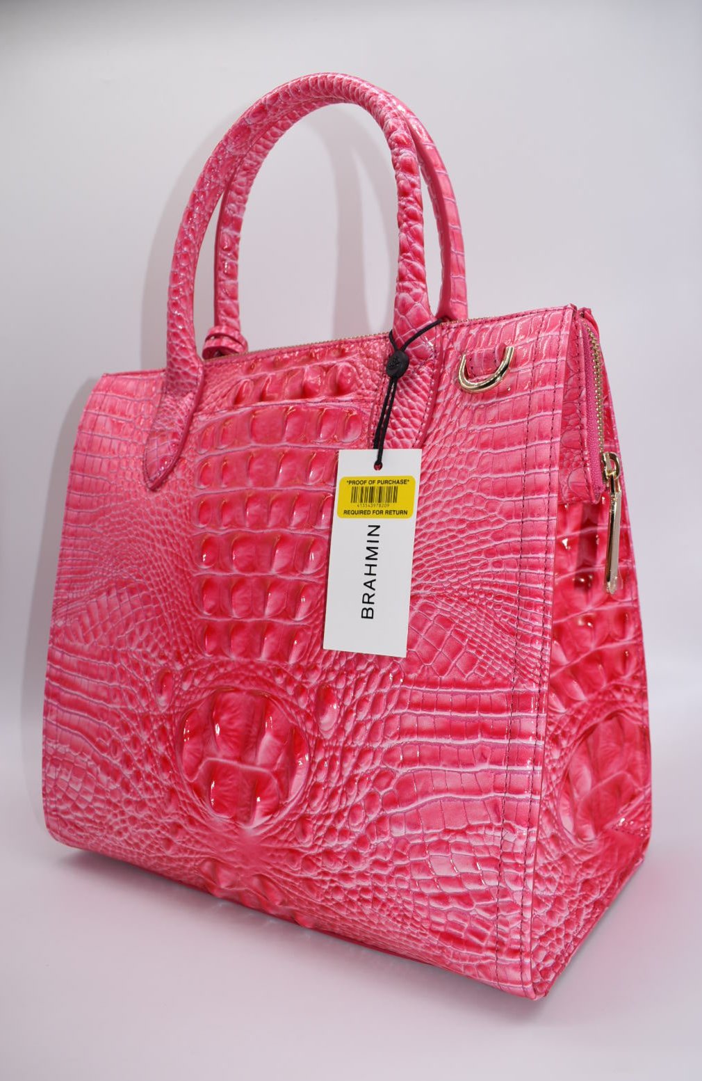 Brahmin Caroline Satchel Bag in Pink Cosmo Melbourne