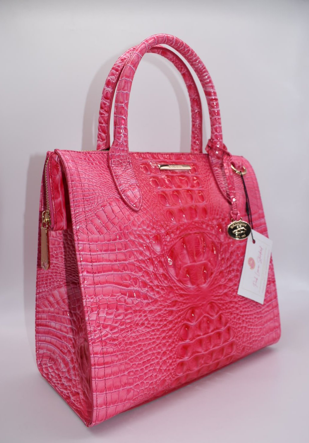 Brahmin Caroline Satchel Bag in Pink Cosmo Melbourne