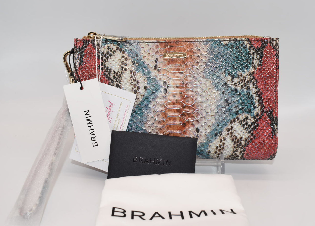 Brahmin Daisy Wristlet in Multi All Over Snake