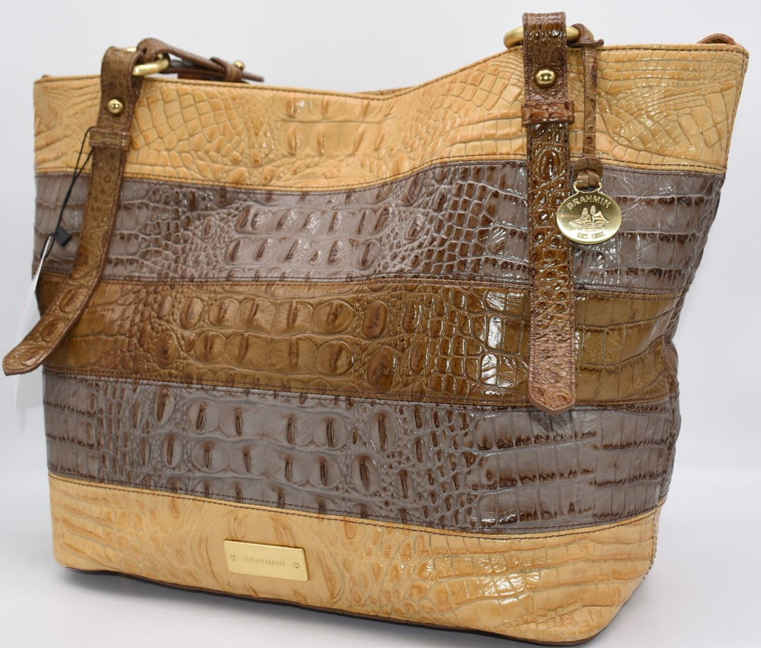 Brahmin Large Leather Tri-Color Tote Bag