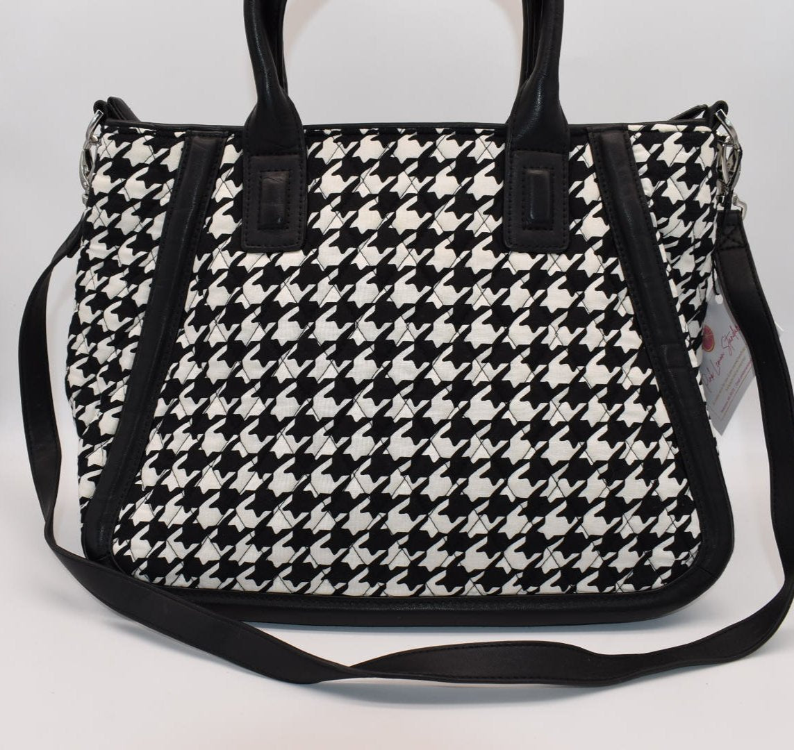 Vera Bradley Trimmed Trapeze Satchel Bag in Houndstooth Pattern