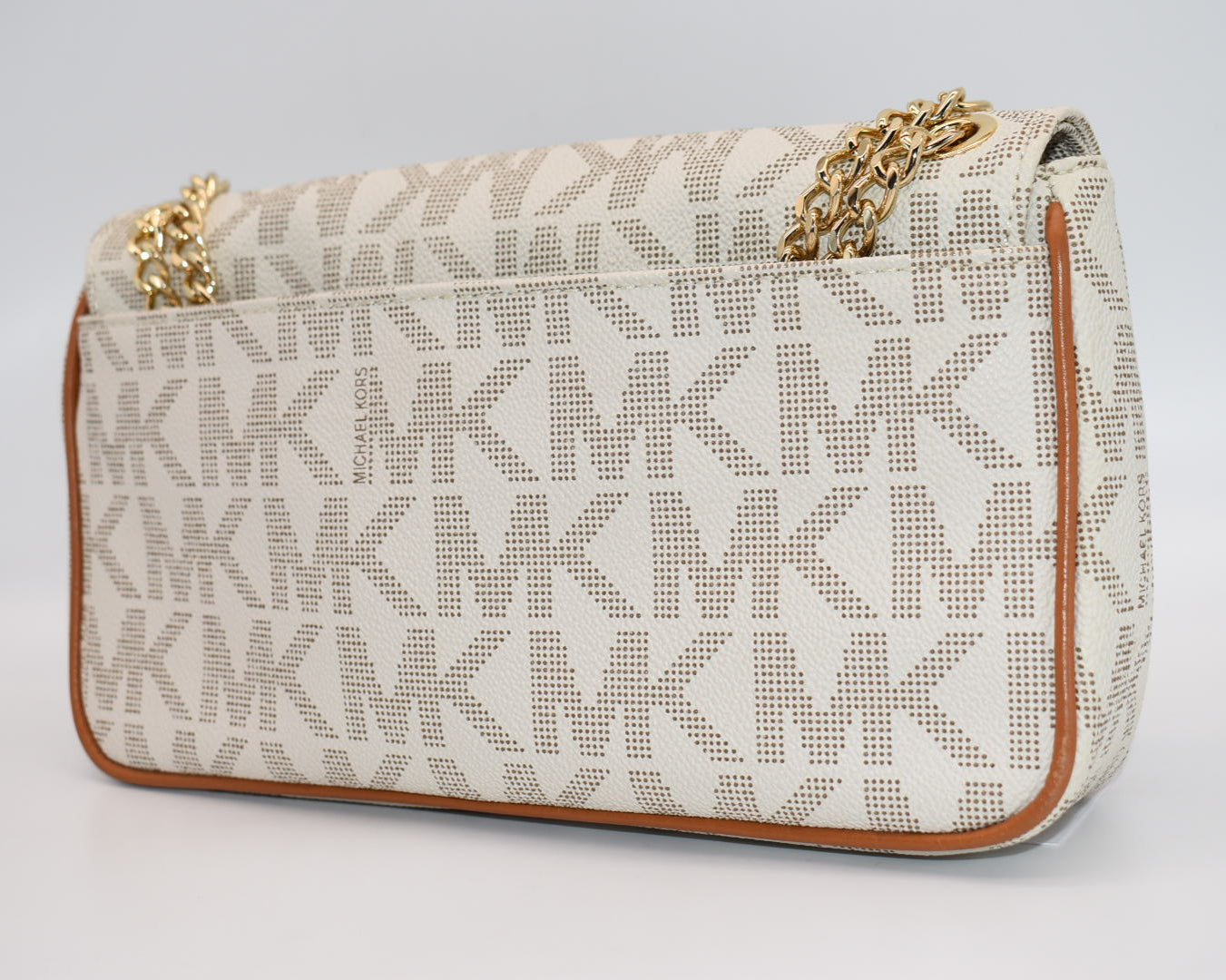 Michael Kors Hamilton Small Flap Chain Shoulder Bag in Vanilla Tan