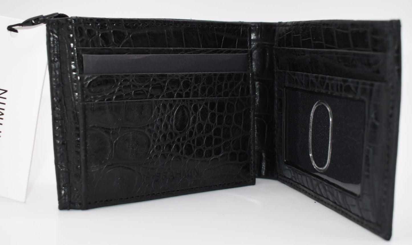 Brahmin Men's Bi-Fold Leather Wallet in Black Barker