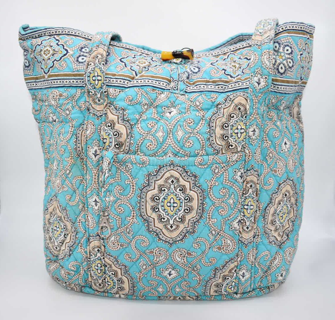 Vera Bradley Large Vera Tote Bag in "Totally Turq" Pattern